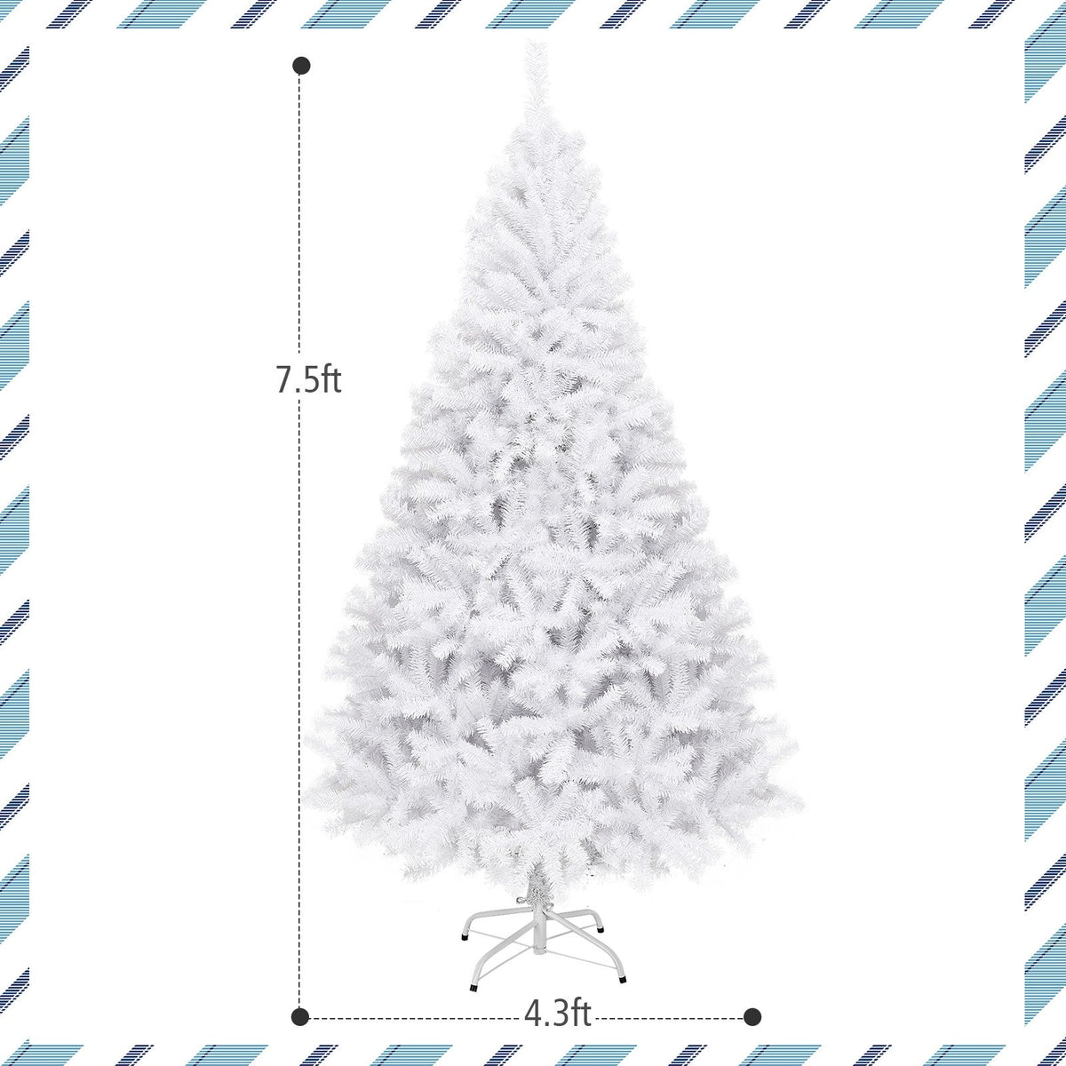 6 Feet / 7.5 Feet / 9 Feet Hinged Artificial Christmas Tree with Metal Stand-7.5 Feet view 4