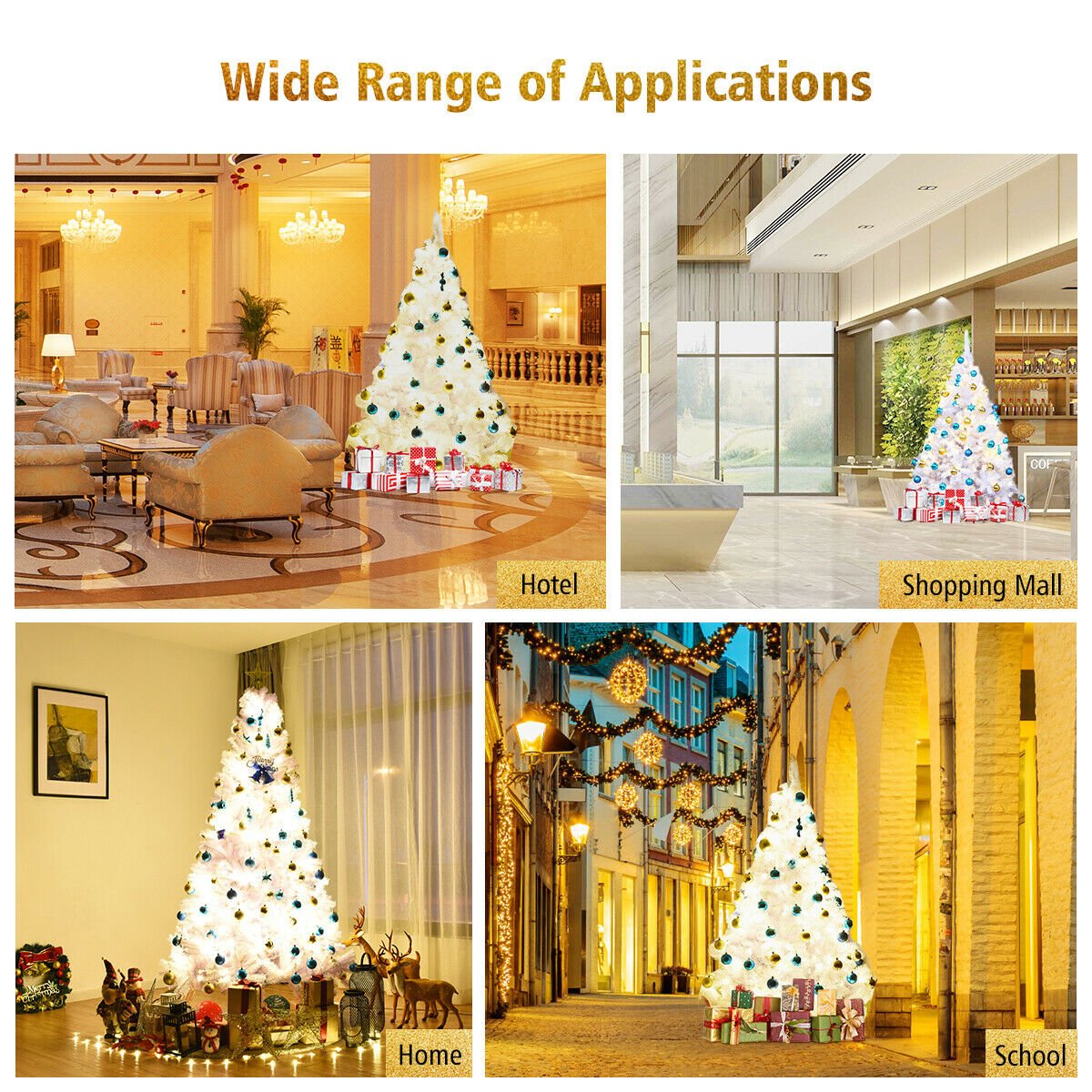 6 Feet / 7.5 Feet / 9 Feet Hinged Artificial Christmas Tree with Metal Stand-7.5 Feet view 5