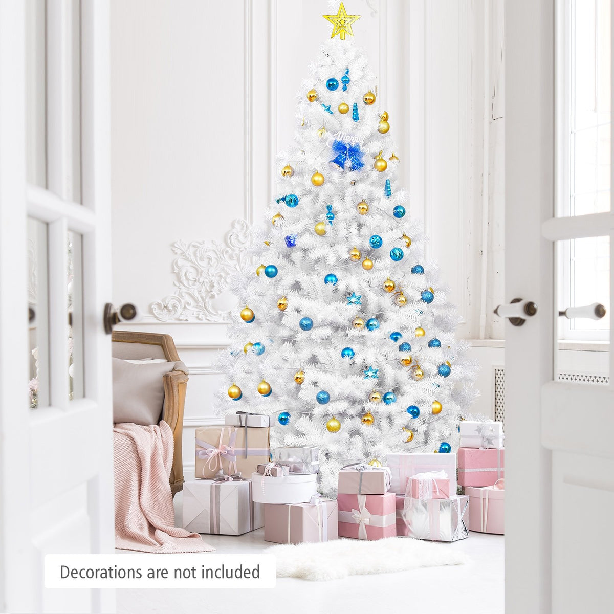 6 Feet / 7.5 Feet / 9 Feet Hinged Artificial Christmas Tree with Metal Stand-7.5 Feet view 7