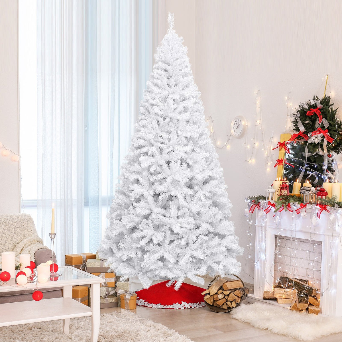 6 Feet / 7.5 Feet / 9 Feet Hinged Artificial Christmas Tree with Metal Stand-9 Feet view 2