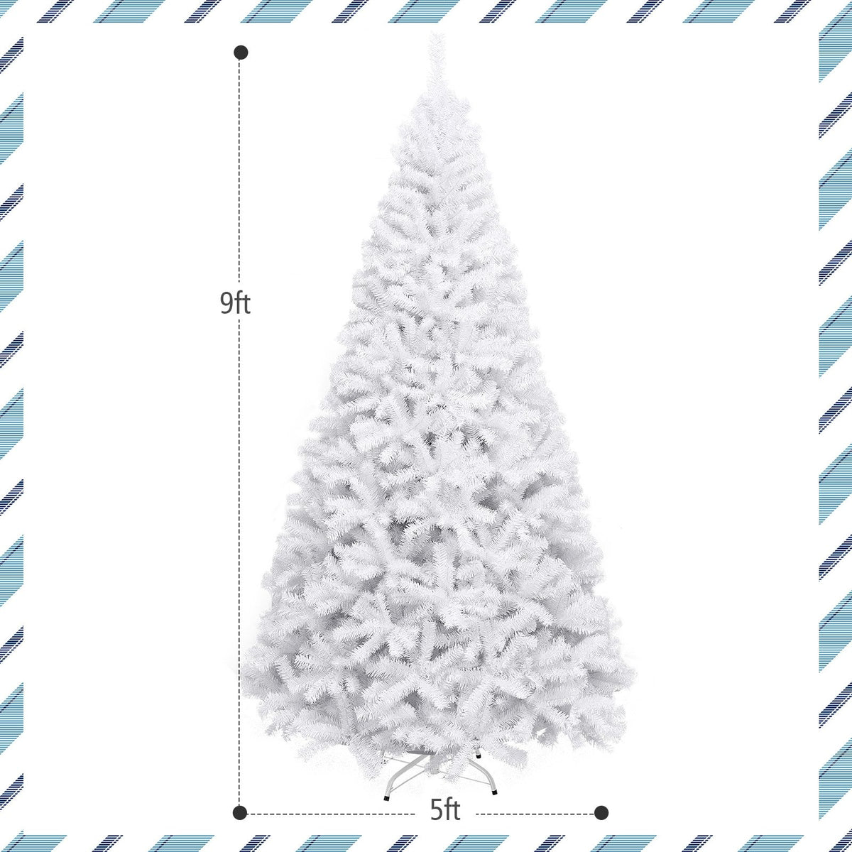 6 Feet / 7.5 Feet / 9 Feet Hinged Artificial Christmas Tree with Metal Stand-9 Feet view 4