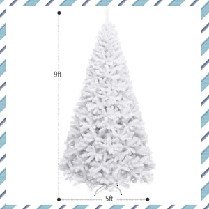 6 Feet / 7.5 Feet / 9 Feet Hinged Artificial Christmas Tree with Metal Stand-9 Feet view 4