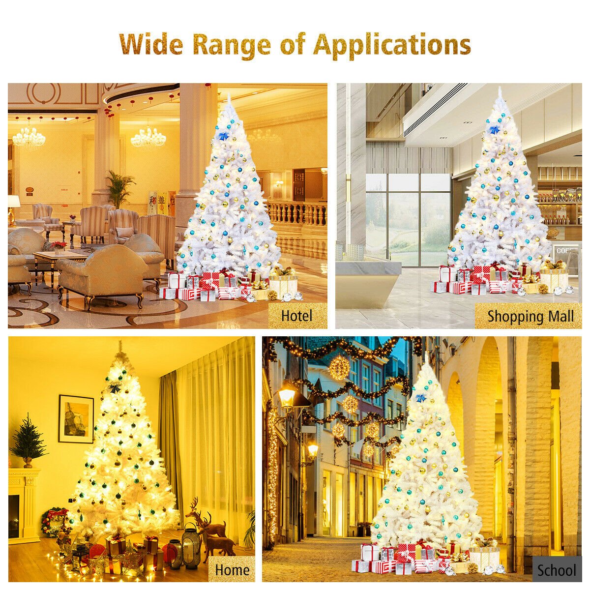 6 Feet / 7.5 Feet / 9 Feet Hinged Artificial Christmas Tree with Metal Stand-9 Feet view 5