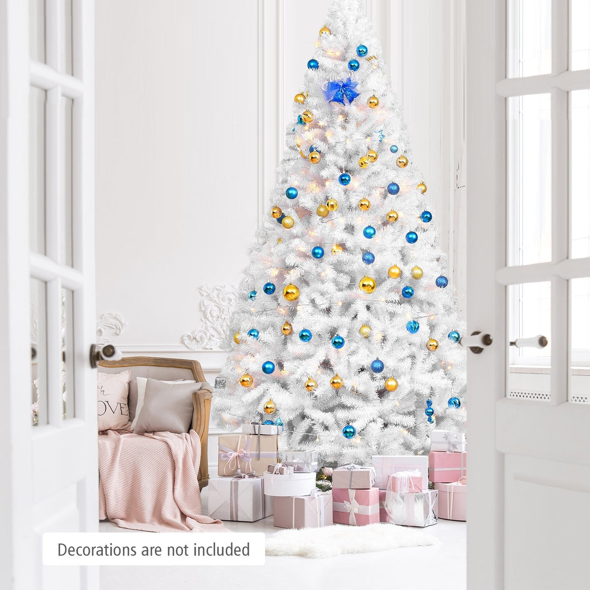 6 Feet / 7.5 Feet / 9 Feet Hinged Artificial Christmas Tree with Metal Stand-9 Feet view 7