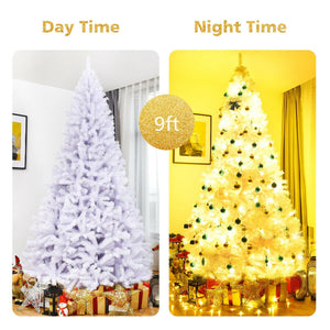 6 Feet / 7.5 Feet / 9 Feet Hinged Artificial Christmas Tree with Metal Stand-9 Feet view 8