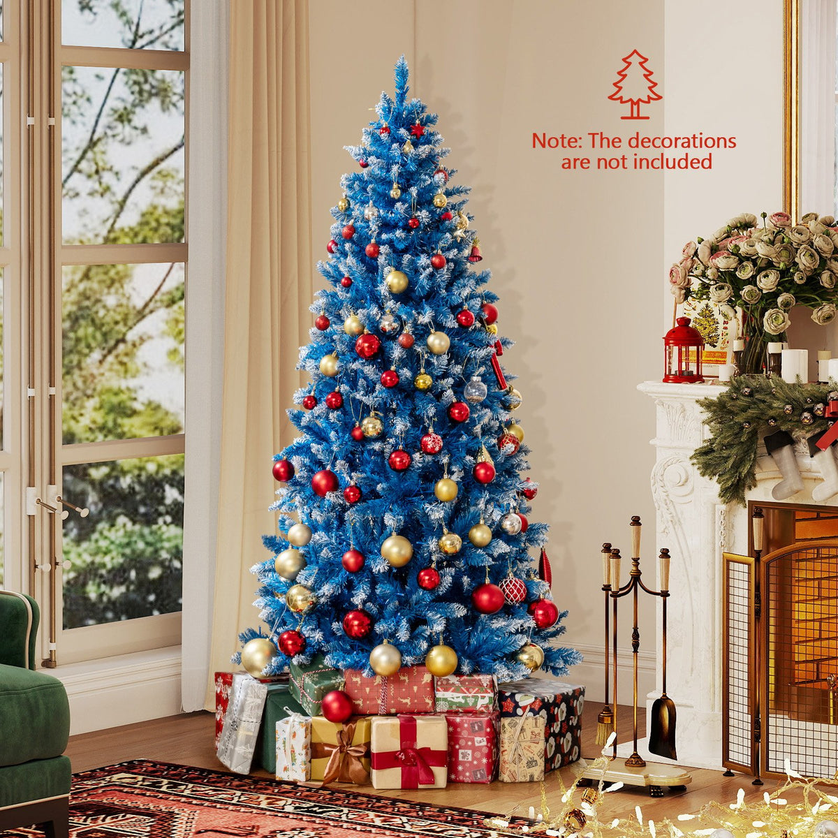 6/7/8/9 FT Artificial Christmas Tree with 767 Snowy Branch Tips-6 FT view 3