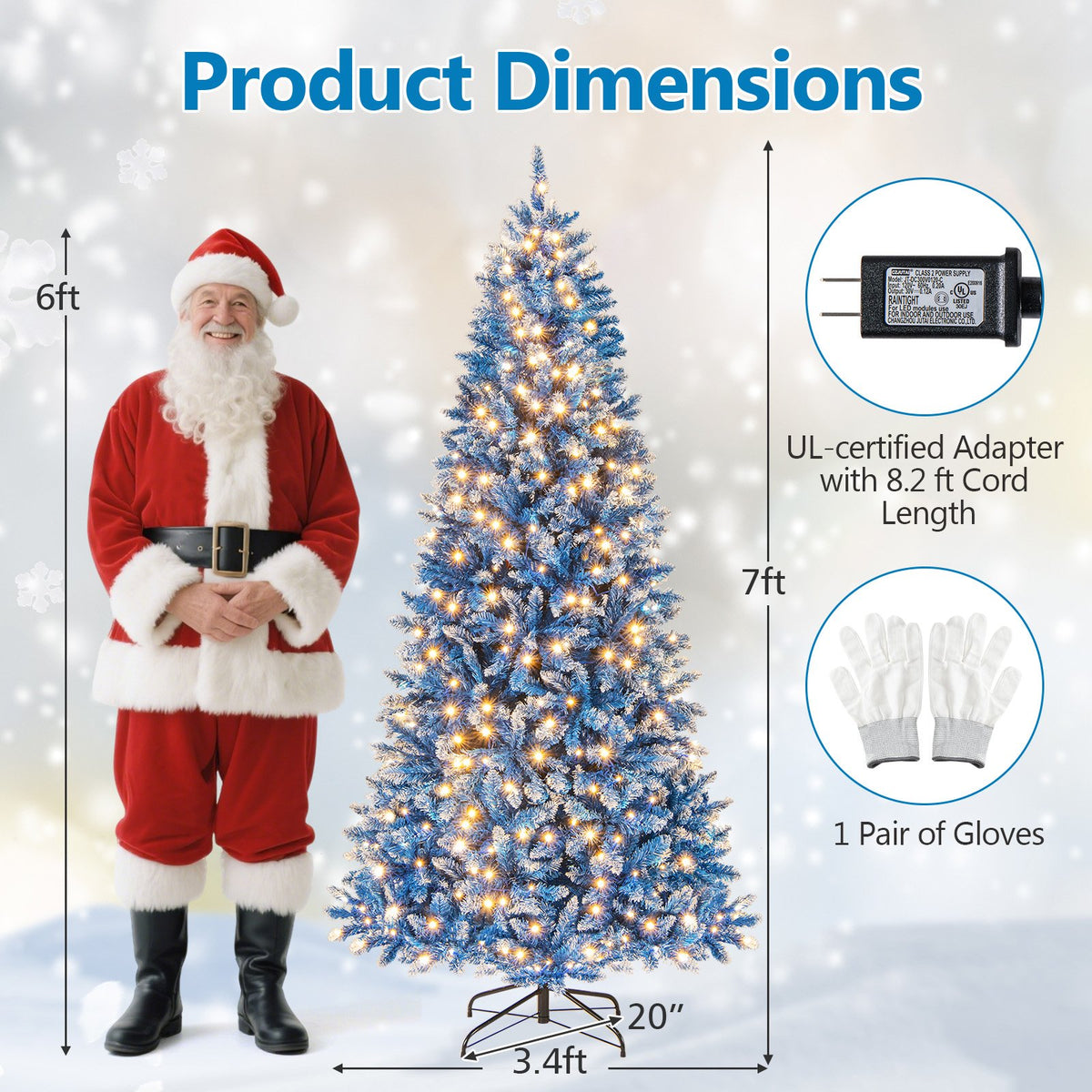 6/7/8/9 FT Artificial Christmas Tree with 767 Snowy Branch Tips-7 FT view 5
