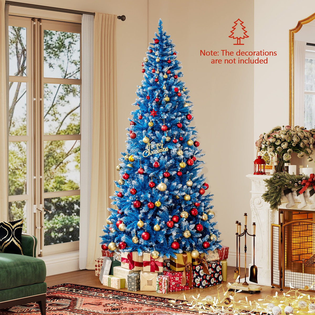 6/7/8/9 FT Artificial Christmas Tree with 767 Snowy Branch Tips-8 FT view 3
