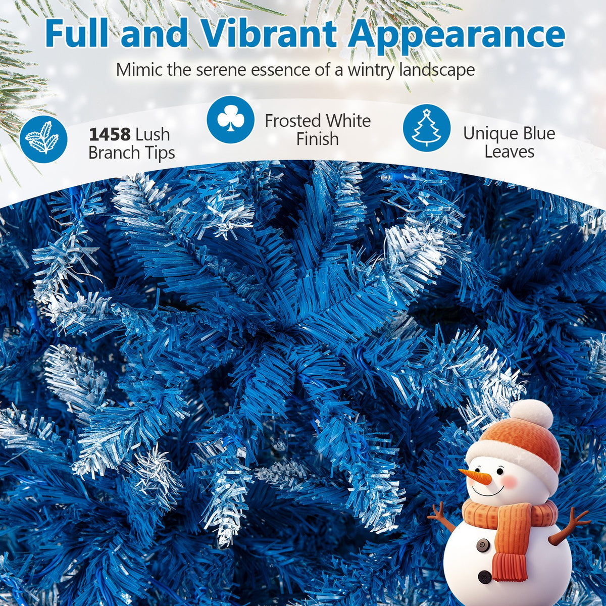6/7/8/9 FT Artificial Christmas Tree with 767 Snowy Branch Tips-8 FT view 8