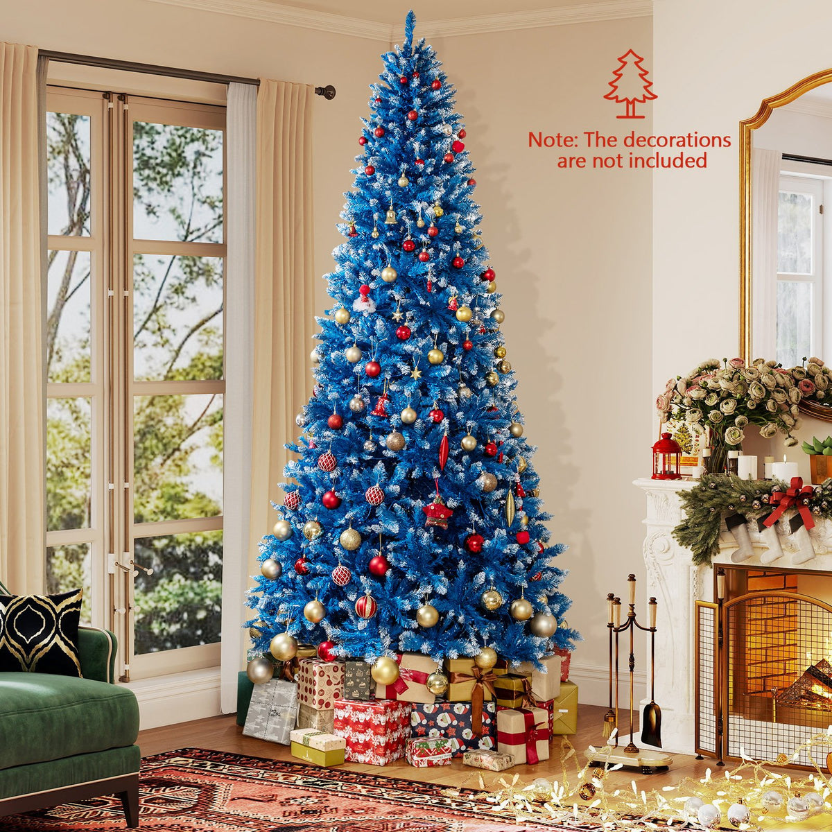 6/7/8/9 FT Artificial Christmas Tree with 767 Snowy Branch Tips-9 FT view 3