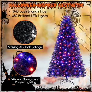 6/7/8 Feet Artificial Christmas Tree with 6 Lighting Modes and Spooky Sounds-7 ft view 6