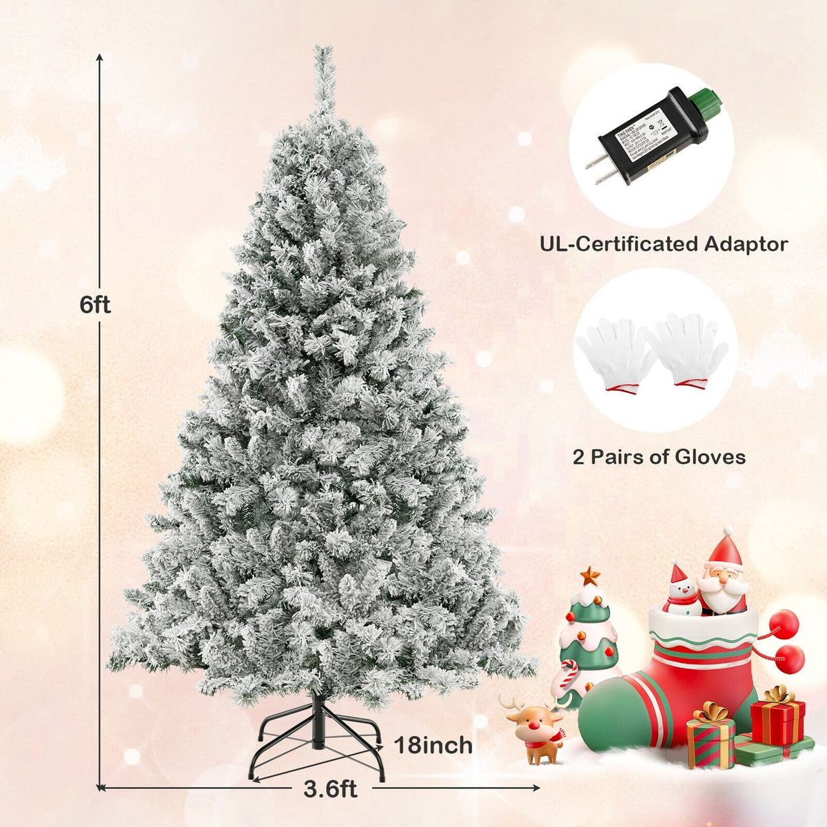 6/7/8 Feet Artificial Xmas Tree 3-Minute Quick Shape-6 ft view 5