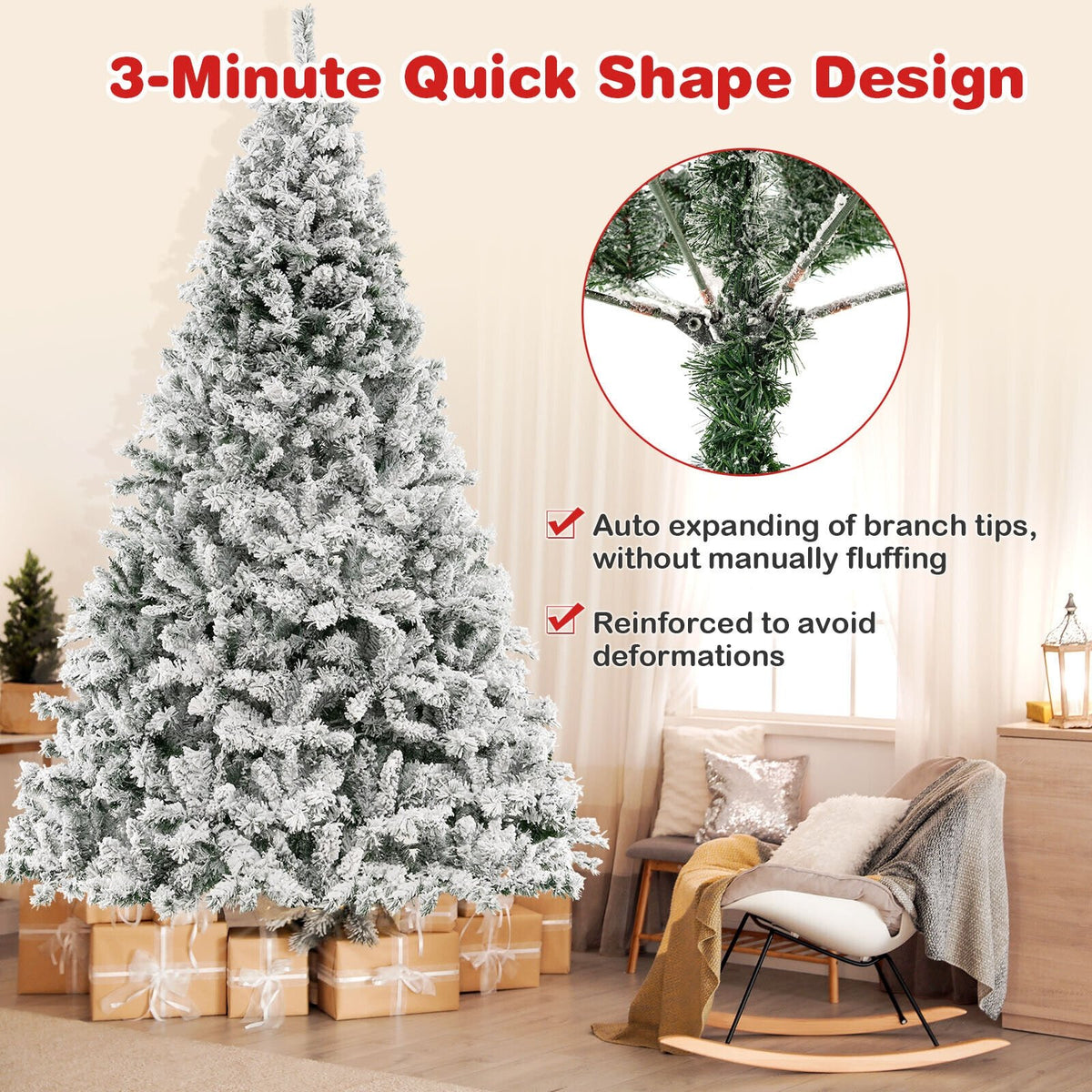 6/7/8 Feet Artificial Xmas Tree 3-Minute Quick Shape-8 ft view 6