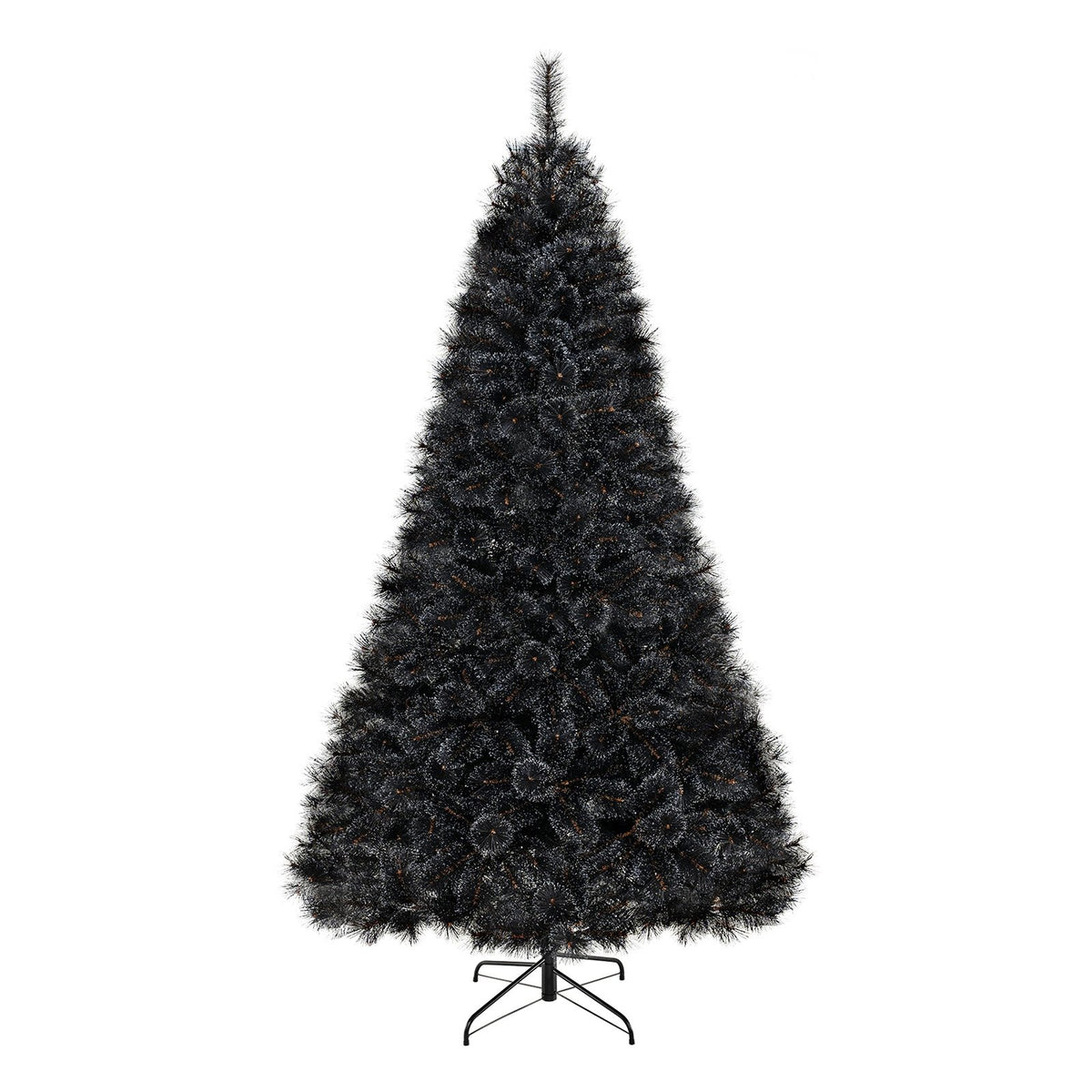 6/7/8 Feet Black Artificial Halloween Christmas Tree with PVC Branch Tips and 210/320/450 Cool White LED Lights-L view 4
