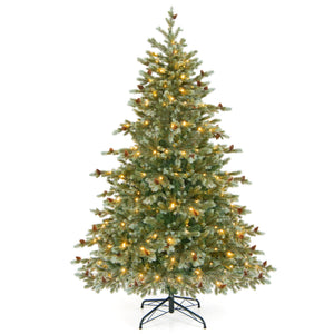 6/7/8 Feet Christmas Tree with Warm White LED Lights and Pine Cones-6 ft view 4