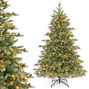 6/7/8 Feet Christmas Tree with Warm White LED Lights and Pine Cones-6 ft view 6