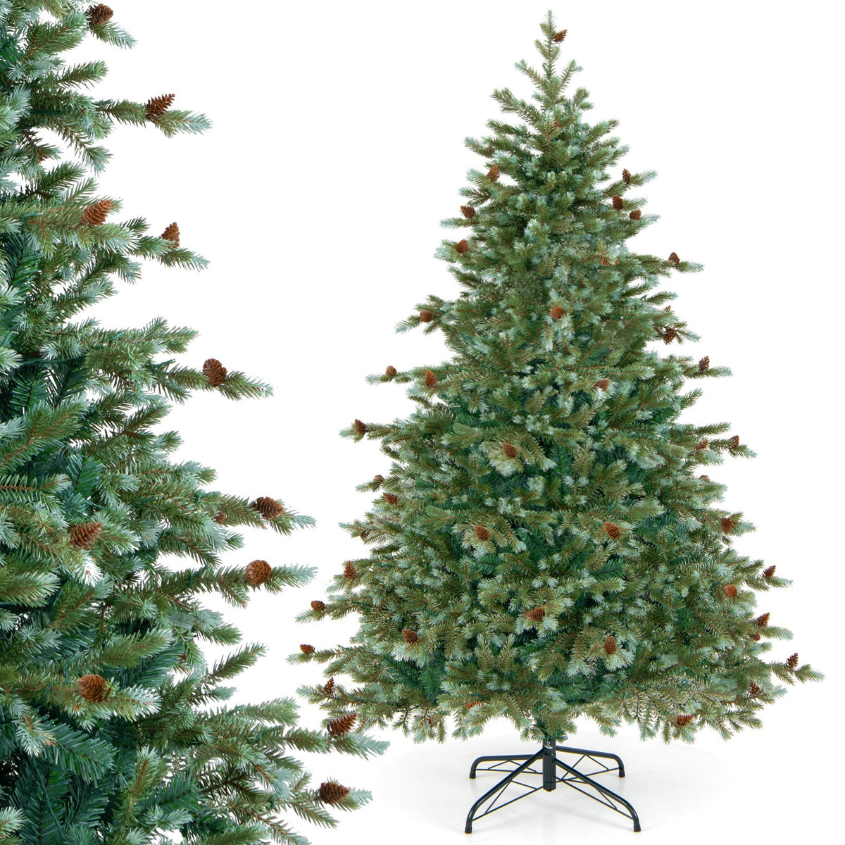 6/7/8 Feet Christmas Tree with Warm White LED Lights and Pine Cones-6 ft view 7