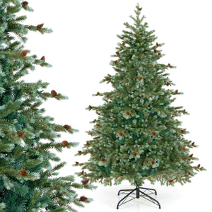 6/7/8 Feet Christmas Tree with Warm White LED Lights and Pine Cones-6 ft view 7