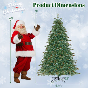 6/7/8 Feet Christmas Tree with Warm White LED Lights and Pine Cones-7 ft view 4