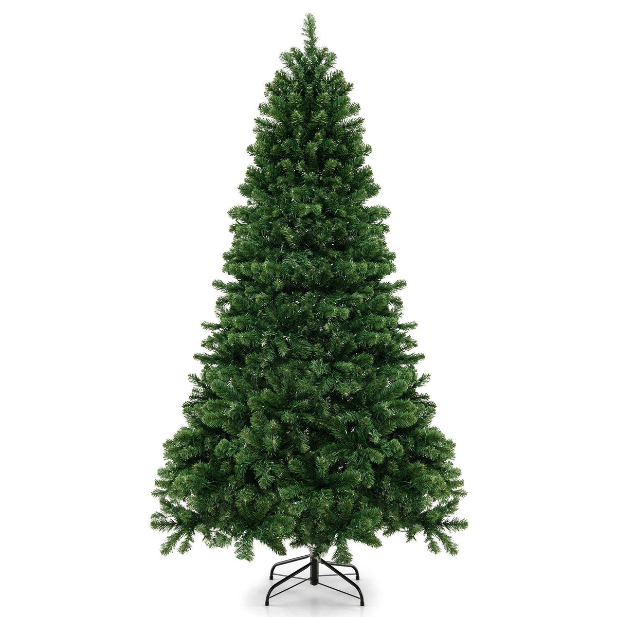 6/7/8 Feet Hinged Christmas Tree with PVC Branch Tips Warm White LED Lights-7 ft view 4