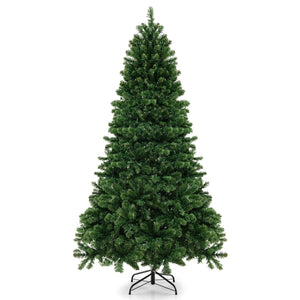 6/7/8 Feet Hinged Christmas Tree with PVC Branch Tips Warm White LED Lights-7 ft view 4