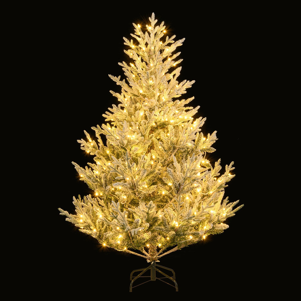 6/7/8 Feet Pre-Lit Artificial Christmas Tree Hinged Snow Flocked Xmas Tree-6 ft view 4