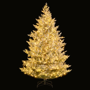 6/7/8 Feet Pre-Lit Artificial Christmas Tree Hinged Snow Flocked Xmas Tree-8 Feet view 4