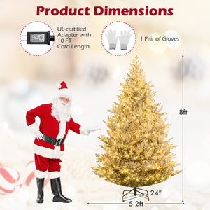 6/7/8 Feet Pre-Lit Artificial Christmas Tree Hinged Snow Flocked Xmas Tree-8 Feet view 5