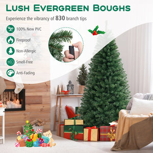 6/7/8 FT Artificial Christmas Tree with 568/830/1182 Branch Tips and 200/250/400 Warm White LED Lights-L view 6