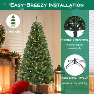 6/7/8 FT Artificial Christmas Tree with 568/830/1182 Branch Tips and 200/250/400 Warm White LED Lights-L view 9