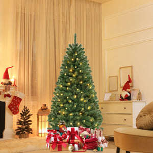6/7/8 FT Artificial Christmas Tree with 568/830/1182 Branch Tips and 200/250/400 Warm White LED Lights-M view 3