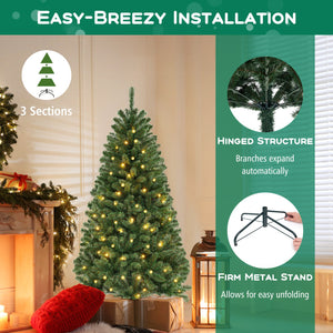 6/7/8 FT Artificial Christmas Tree with 568/830/1182 Branch Tips and 200/250/400 Warm White LED Lights-M view 6