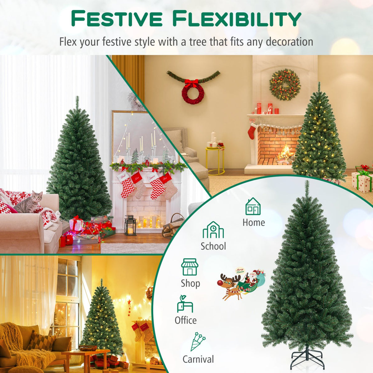 6/7/8 FT Artificial Christmas Tree with 568/830/1182 Branch Tips and 200/250/400 Warm White LED Lights-M view 7