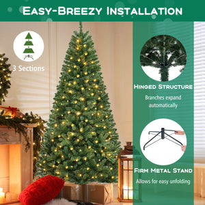 6/7/8 FT Artificial Christmas Tree with 568/830/1182 Branch Tips and 200/250/400 Warm White LED Lights-XL view 7