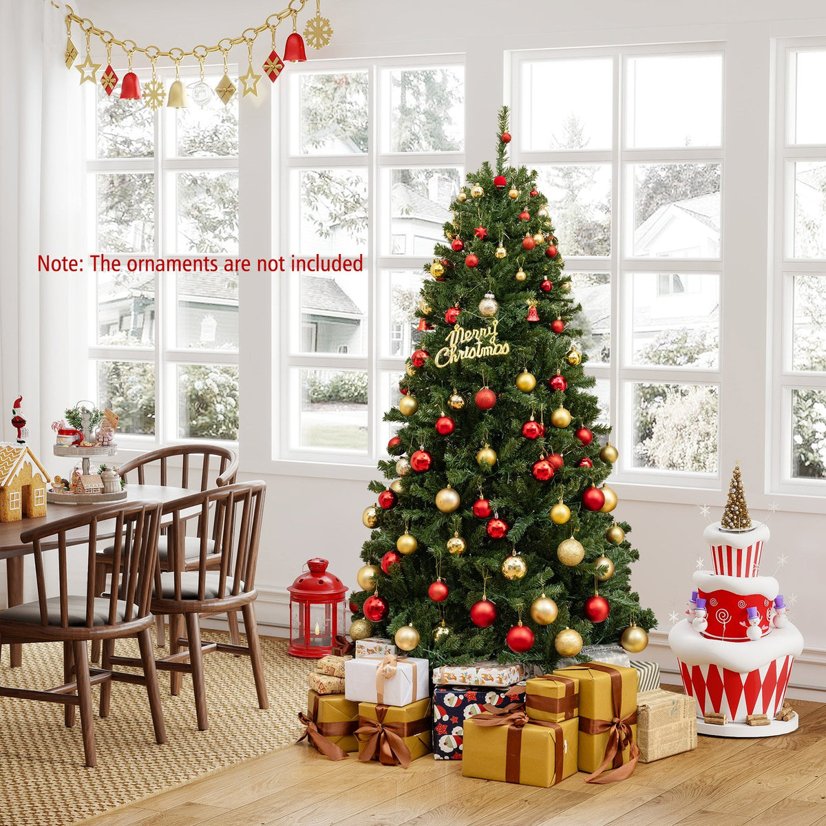 6/7/8 FT Pre-Lit Artificial Christmas Tree with Remote Control and LED Lights-S view 3