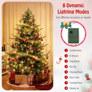 6/7/8 FT Pre-Lit Artificial Hinged Xmas Tree with 778/1480 PVC and PE Branch Tips-L view 9