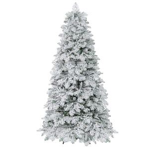 6/7 Feet Artificial Snow-flocked Christmas Tree Pre-lit Hinged Xmas Tree with 130 Twinkle Balls-7 Feet view 4