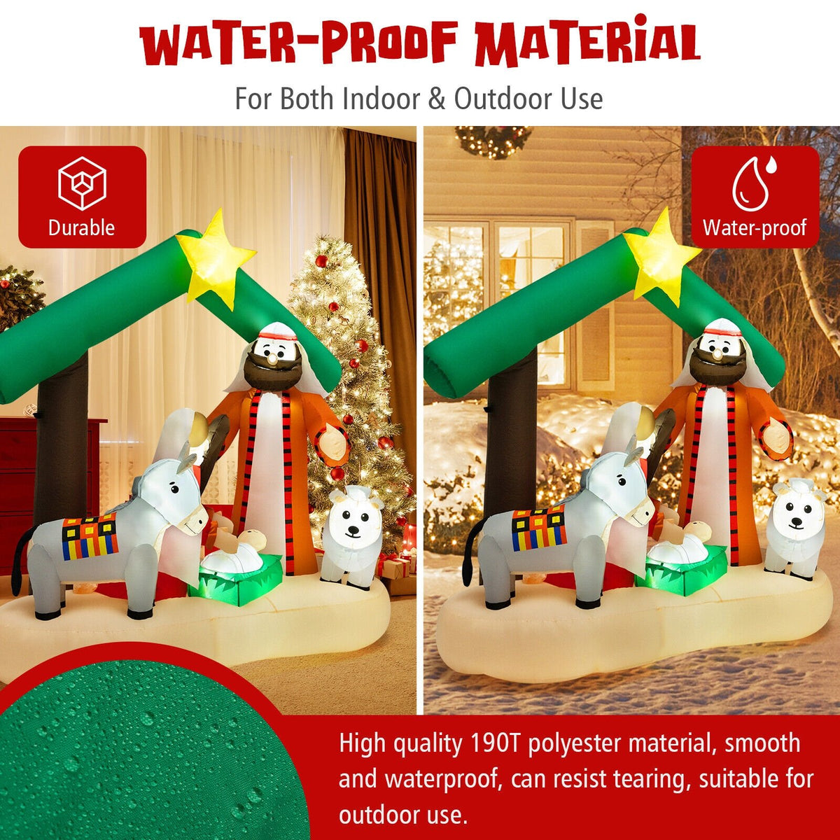 6.7 Feet Christmas Inflatable Nativity Scene with LED Lights view 3