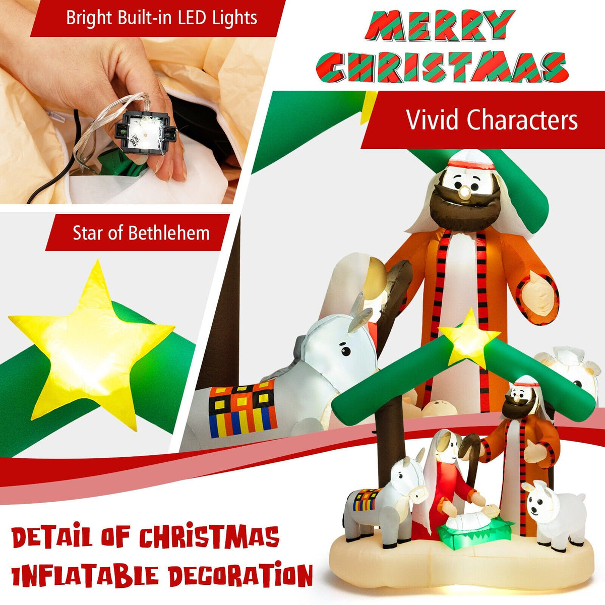 6.7 Feet Christmas Inflatable Nativity Scene with LED Lights view 5