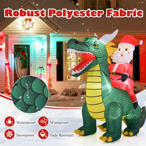 6.7 Feet Christmas Inflatable Santa Claus Ride on Dinosaur with Built-in LED Lights view 8