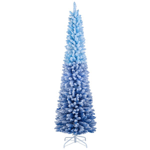 6/7 Feet Snow-flocked Artificial Christmas Tree Pre-lit Xmas Tree with 220/290 Warm White LED Lights-7 Feet view 3