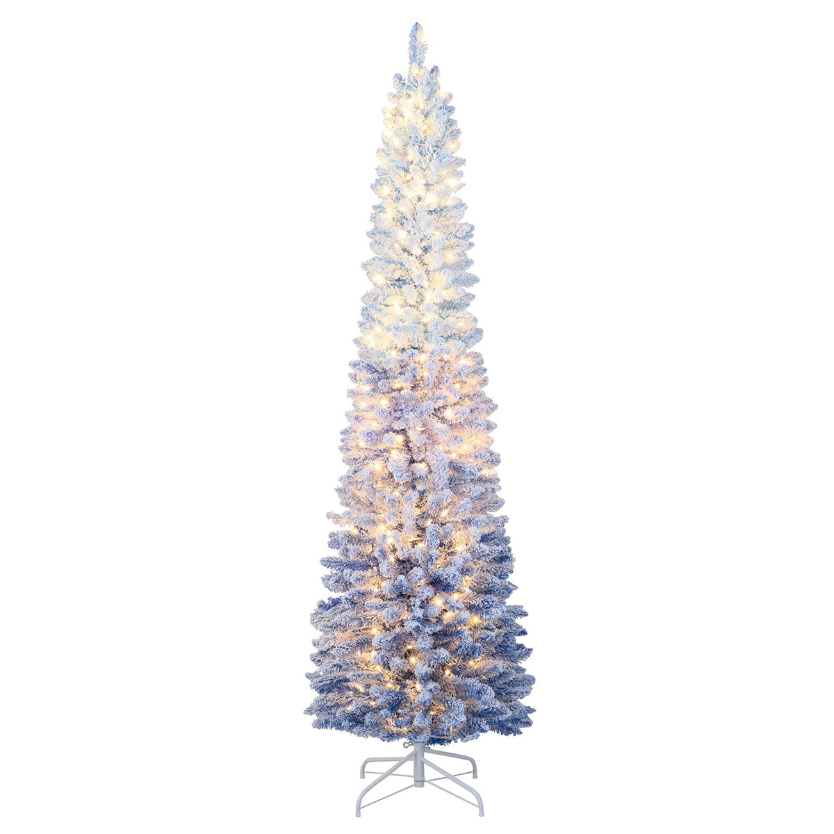 6/7 Feet Snow-flocked Artificial Christmas Tree Pre-lit Xmas Tree with 220/290 Warm White LED Lights-7 Feet view 4