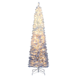 6/7 Feet Snow-flocked Artificial Christmas Tree with 220/290 Warm White LED Lights-6 Feet view 4