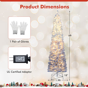 6/7 Feet Snow-flocked Artificial Christmas Tree with 220/290 Warm White LED Lights-6 Feet view 5