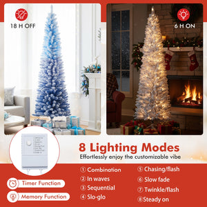 6/7 Feet Snow-flocked Artificial Christmas Tree with 220/290 Warm White LED Lights-6 Feet view 7