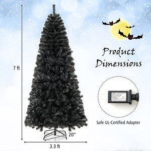 6/7 FT Artificial Christmas Tree with Bendable Top Section and Warm Light-7 ft view 4