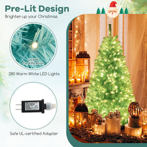 6/7 FT Blue Artificial Christmas Tree with 280/380 Warm White LED Lights and Foldable Metal Stand-6 FT view 6