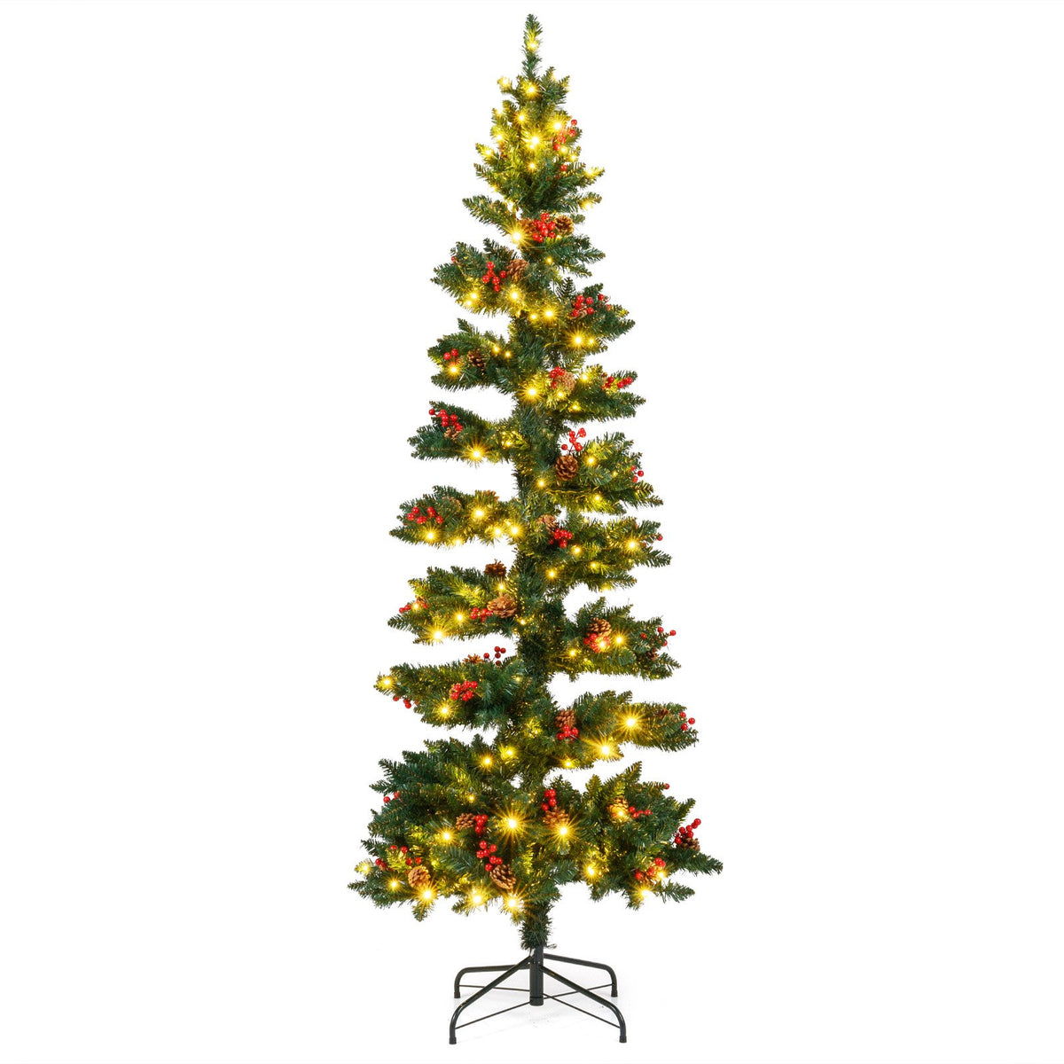6/7 FT Pre-Lit Artificial Christmas Tree Spiral Holiday Tree with 612/791 Branch Tips and 8 Modes-7 ft
