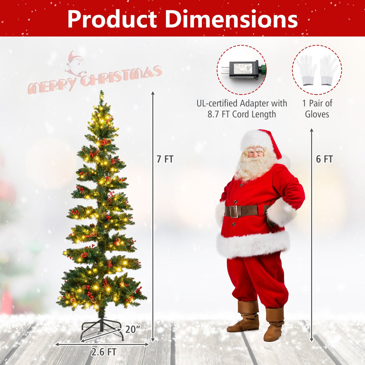 6/7 FT Pre-Lit Artificial Christmas Tree Spiral Holiday Tree with 612/791 Branch Tips and 8 Modes-7 ft view 5