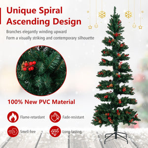 6/7 FT Pre-Lit Artificial Christmas Tree Spiral Holiday Tree with 612/791 Branch Tips and 8 Modes-7 ft view 7